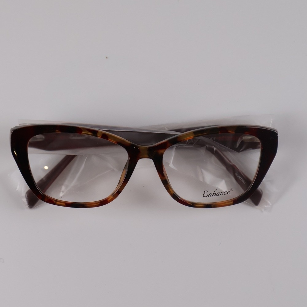 Enhance Womens Eyeglasses EN4472 Burgundy Tortoise Shell Cat Eye 54-17-145 NWT